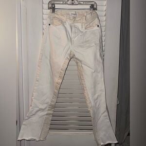 Frame Denim Cream Le Crop Mini Boot Jeans